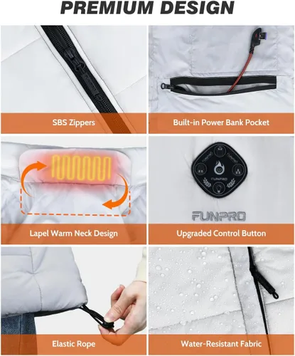 Miniatura 5 de Chaleco térmico ligero para mujer, chaleco térmico inteligente con diseño de luces, chaquetas térmicas para mujer, batería no incluida