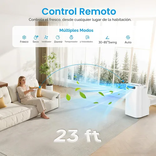 Miniatura 4 de Aire acondicionado portátil de 12000 BTU para refrigeración de habitaciones de hasta 500 pies cuadrados, unidad de CA portátil silenciosa 3 en 1