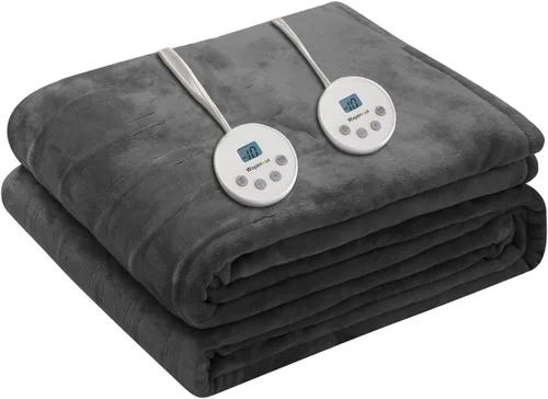Miniatura 9 de Wapaneus Manta térmica eléctrica con bolsillo para los pies, con 10 niveles de calefacción y 4 ajustes de temporizador, 4 horas de apagado