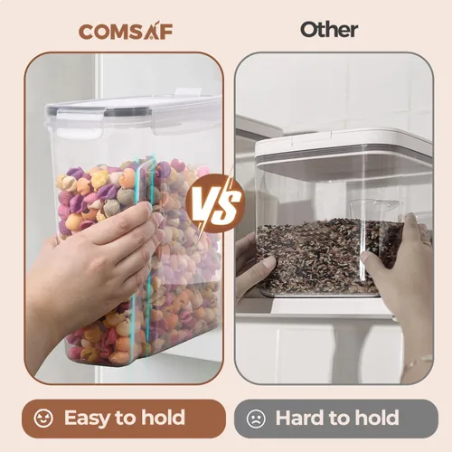 Miniatura 6 de ComSaf Juego de recipientes de cereales (6L/4 pulgadas x 2), recipientes herméticos para almacenamiento de alimentos para mascotas, dispensador