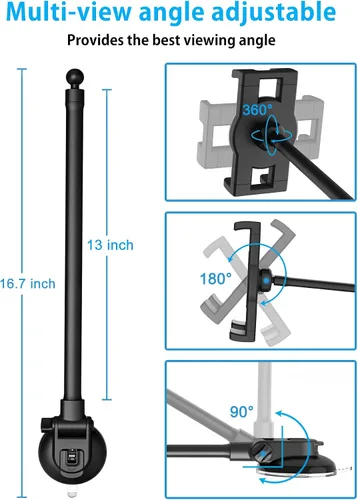 Miniatura 3 de Soporte de tablet para parabrisas de automóvil [brazo flexible de cuello de cisne de 13 pulgadas] Soporte de tableta de súper succión para automóvil