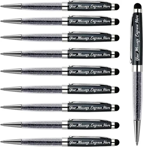 Miniatura 18 de Ancolo Bolígrafos personalizados, punta de lápiz capacitivo, cristal azul, bolígrafos personales personalizados, juego de escritura escolar, Azul