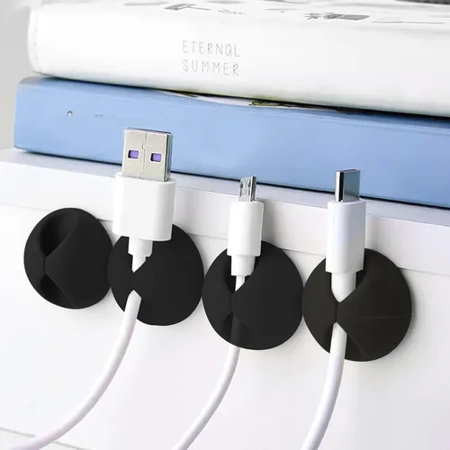 Miniatura 6 de Organizador de cables, organizador de cables, soporte de silicona compacto para organizar escritorio, mesita de noche, cargador de teléfono