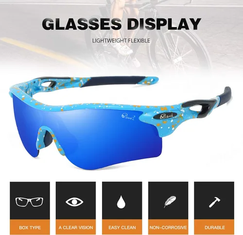 Miniatura 6 de Bevi Lentes de sol deportivos polarizados TR90, marco duradero y ultraligero para hombres y mujeres, béisbol, correr, ciclismo, golf