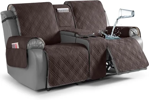 Miniatura 28 de TAOCOCO Fundas de sofá reclinable 100% impermeables con consola, fundas de sofá para sofá reclinable de 3 asientos con diseño de correas, funda
