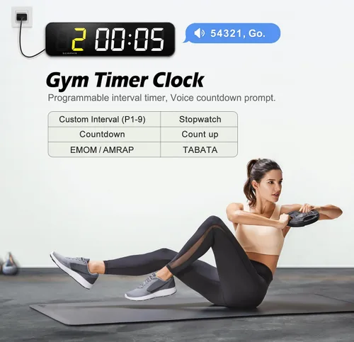 Miniatura 5 de Reloj de pared digital grande de 15.2 pulgadas con aplicación y control remoto, colores RGB personalizables, 10 alarmas, cronómetro, cuenta