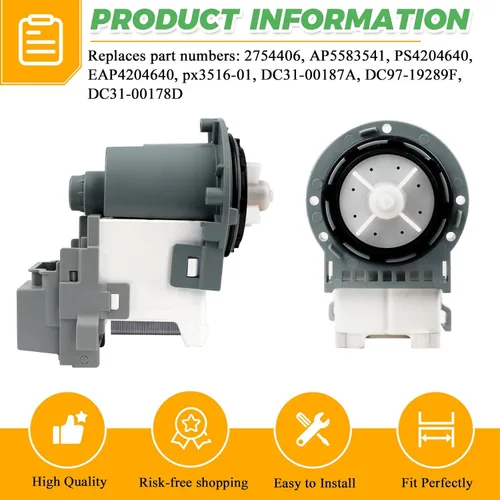 Miniatura 2 de Nuevo motor de bomba de drenaje de lavadora DC31-00054D PX3516-01 DC31-00187A de Techecook - Reemplazo para lavadora Samsung - Reemplaza px3516-01