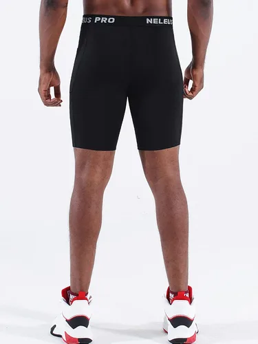 Miniatura 5 de NELEUS Paquete de 3 pantalones cortos de compresión para correr con bolsillos para hombre