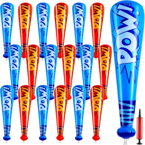 Miniatura 8 de WILLBOND 18 bates inflables de béisbol de 17 pulgadas a granel, regalos de fiesta de béisbol, premios de carnaval, inflable, juguete inflable con 1