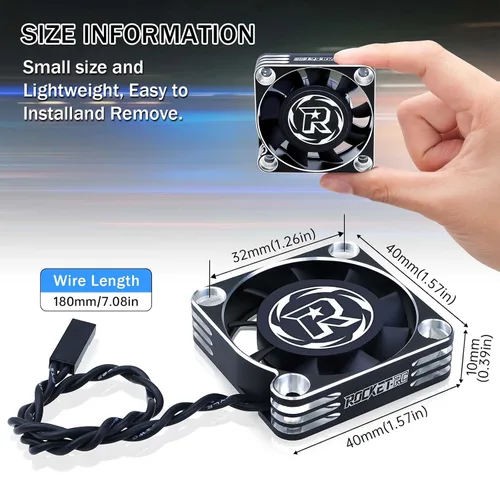 Miniatura 3 de Surpass Hobby - Ventilador de refrigeración de motor RC de 1.575 pulgadas, ventilador de refrigeración ESC de 16000 RPM para 1/8 1/8 de camión RC