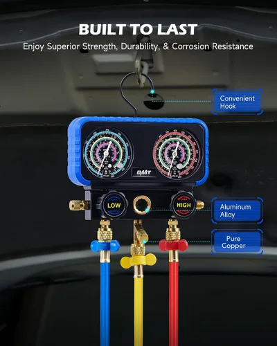 Miniatura 7 de Orion Motor Tech Juego de manómetros de diagnóstico de AC para refrigerantes R134a R12 R22 R502, juego de manómetros de AC automotriz, kit