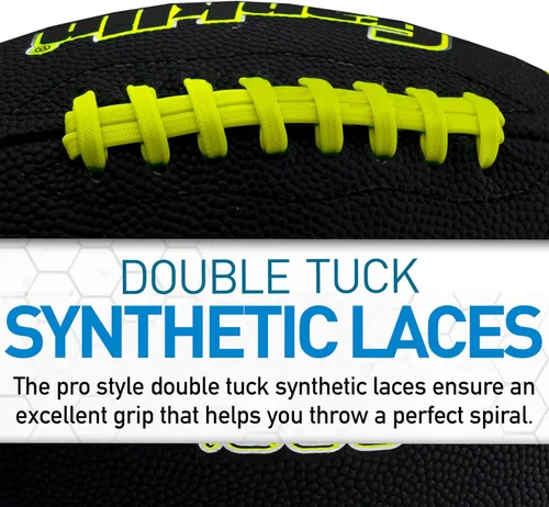 Miniatura 3 de Franklin Sports Youth + Adult Footballs - Extra Grip 1000 Official Size, Junior + Pee Wee Kids - 1 + 12 Packs Negro/Óptico