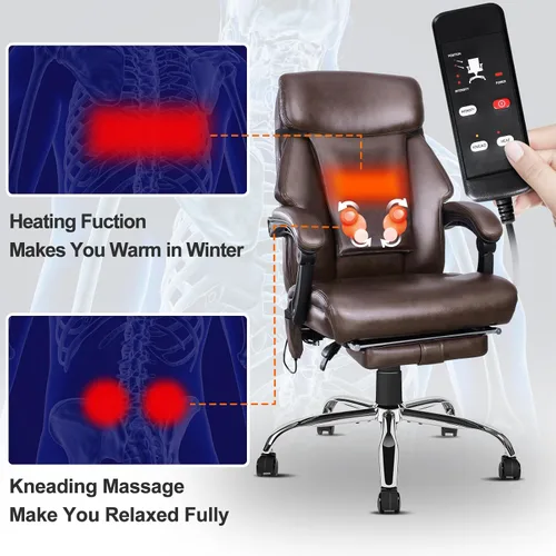Miniatura 7 de NOBLEMOOD Silla de oficina de masaje amasado con función de calefacción, respaldo 3D, silla de oficina ergonómica de escritorio de masaje, silla