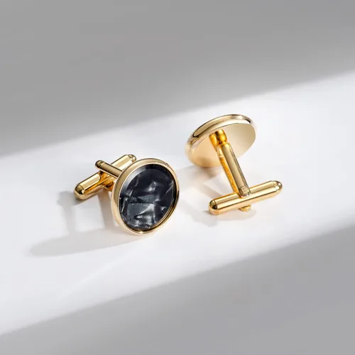 Miniatura 4 de UJOY Juego de gemelos y tachuelas de nácar para hombre, caja de presentación, piezas de vestido de negocios para fiesta de boda, Metal