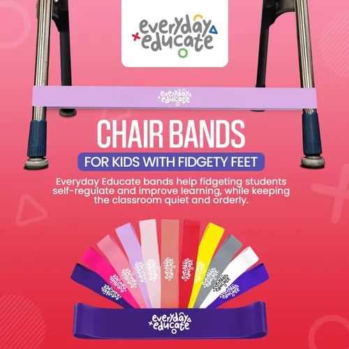 Miniatura 2 de Bandas para sillas con pies inquietos, paquete de 12 bandas antideslizantes para sillas de aula, bandas flexibles, bandas sensoriales flexibles