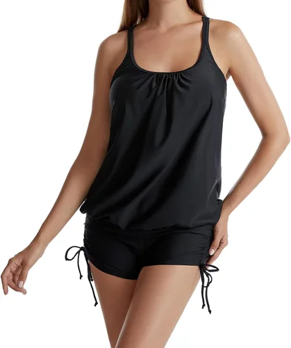 Trajes de baño Tankini dos piezas, chaleco de natación tirantes, tops pantalones cortos para niño, traje de baño delgado y