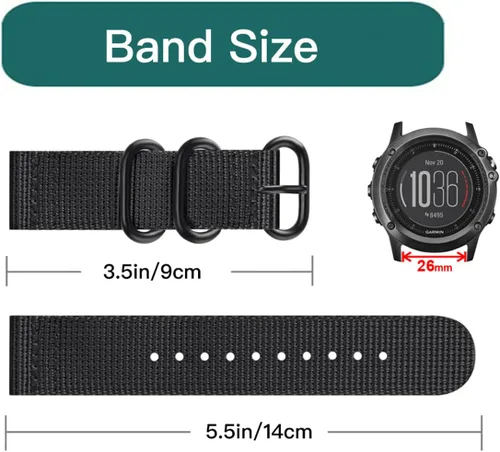 Miniatura 3 de Correa de reloj deportiva de nailon para Garmin Fenix 3/3 HR/5X 2.008 in / 6X 6X Pro/7X 7X Pro/D2 Delta PX/Descent Mk1 – Correa de repuesto