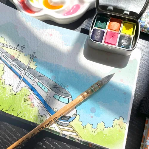 Miniatura 7 de 5x5 Prácticos Cuadernos de Bocetos de Acuarela de Tela de Mano Hechos a Mano con Tapa Dura de Tela de Costura de Viaje Papel de Acuarela Bola de ojo
