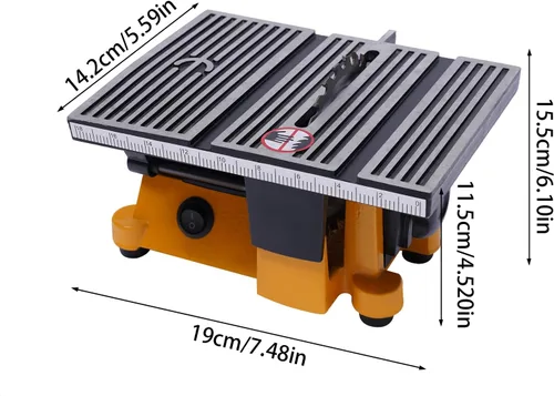 Miniatura 8 de Mini banco de sierra de mesa de 90 W 1/8 HP de 4 pulgadas, máquina de corte de piedra de vidrio y madera, mini herramienta de corte de sierra