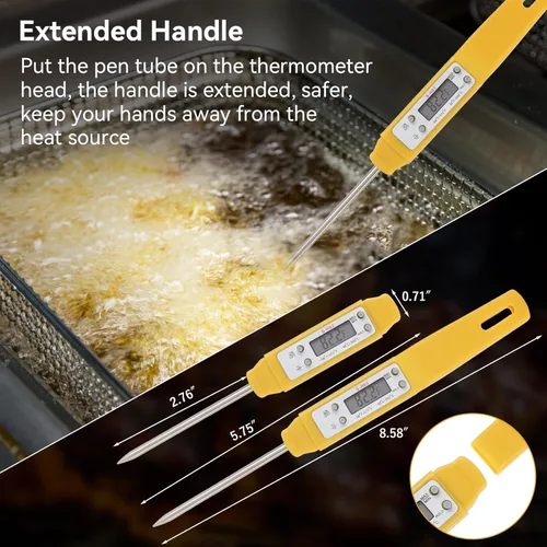 Miniatura 6 de Akozon Termómetro digital para alimentos Pluma de calibración automática Termómetro electrónico de bolsillo de alta precisión Amarillo para el hogar