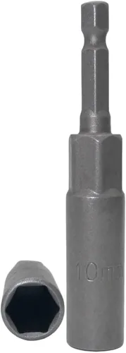 Miniatura 2 de Llave de vaso de 1/4 de pulgada con vástago hexagonal profunda, adaptador de llave eléctrica, herramienta de taladro de tuerca, 2 piezas (0.394 in)