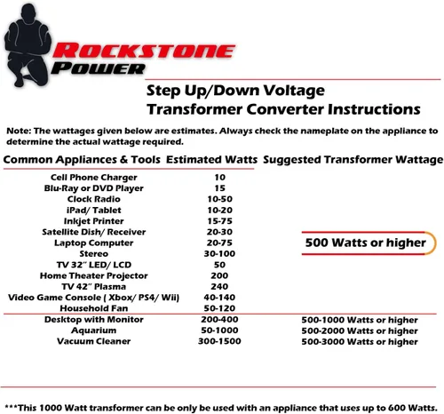 Miniatura 8 de ROCKSTONE POWER Transformador convertidor de voltaje de 1000 vatios - Convertidor de energía de alta resistencia de 110 V/120 V/220 V/240 V