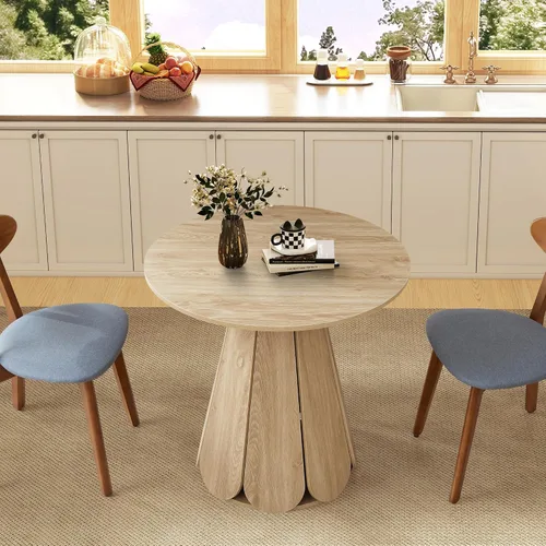 Miniatura 8 de Mesa de comedor redonda pequeña de 31.5 pulgadas, mesa de cocina moderna para 2 a 4 personas, mesas de comedor redondas de madera de granja con base