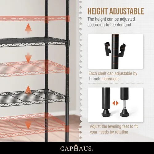 Miniatura 4 de CAPHAUS NSF - Estantería ajustable de alambre de metal con forros, estantería de almacenamiento de cocina, estantería de almacenamiento de acero