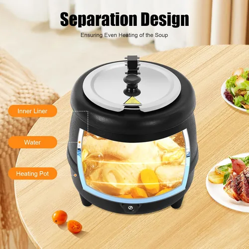 Miniatura 3 de Calentador de sopa eléctrico comercial de 110 V 400 W con tapa y olla desmontable de acero inoxidable para restaurante y familia grande