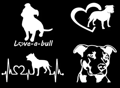 Paquete de 4 calcomanías de Pitbull: Love-a-Bull, latido del corazón de Pitbull, corazón de American Pit Bull Terrier, calcomanías detalladas de