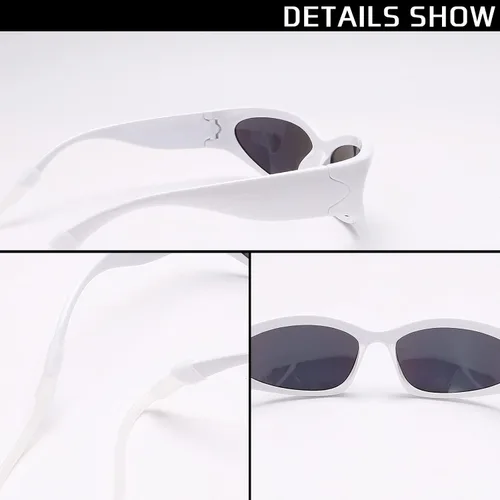 Miniatura 5 de GUVIVI Gafas de sol para niños con correa envolvente, gafas de sol futuristas para niños y niñas, persianas ovaladas de 4 a 12 años