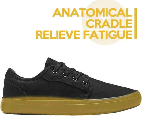 Miniatura 7 de Zapatos de trabajo de lona antideslizantes para hombres y mujeres, para servicio de alimentos, color negro, casual, resistente a las manchas y al