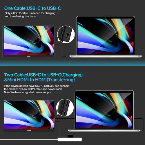Miniatura 4 de Monitor portátil para juegos de 15.6 pulgadas, pantalla IPS USB-C HDMI 144 Hz, pantalla ultradelgada portátil, monitor de computadora portátil