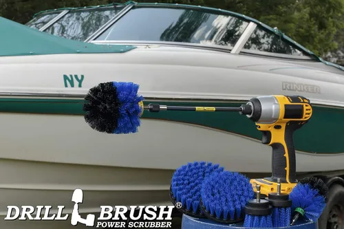 Miniatura 7 de Kit de limpieza de Drill Brush, cepillos con conector para taladro, ideal para limpieza de alfombras, baños, limpieza de lechadas y limpieza de Azul