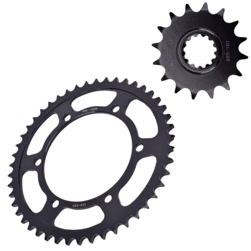 Miniatura 2 de Juego de piñones delanteros y traseros de cadena 525 16T 47T compatible con TDM900 5PS TDM900A ABS FZ8 FZ8N FZ8S FZ 8 Series Motocicletas (delantera)