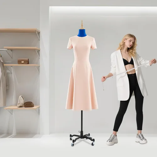 Miniatura 3 de Vestido femenino con forma de maniquí, altura ajustable de 51 a 75 pulgadas, soporte para el cuerpo, forma de vestido de costura para mujer con base