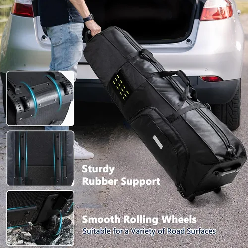 Miniatura 4 de Bolsa de viaje de golf con ruedas - Funda de golf Oxford resistente aprobada por aerolíneas para clubes, carrito y bolsa de soporte, cubierta