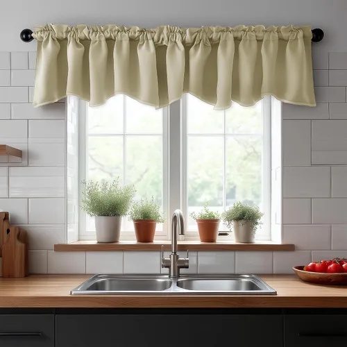 Miniatura 2 de Cenefas Deconovo festoneadas para cortinas pequeñas para oscurecimiento con barra de cortina sólida