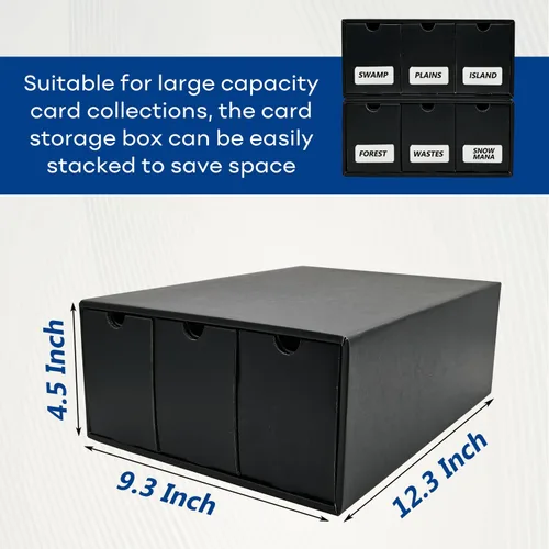 Miniatura 5 de Caja de almacenamiento de tarjetas de intercambio Fageverld, caja de tarjetas de cartón para coleccionistas con 50 divisores para colección de Negro