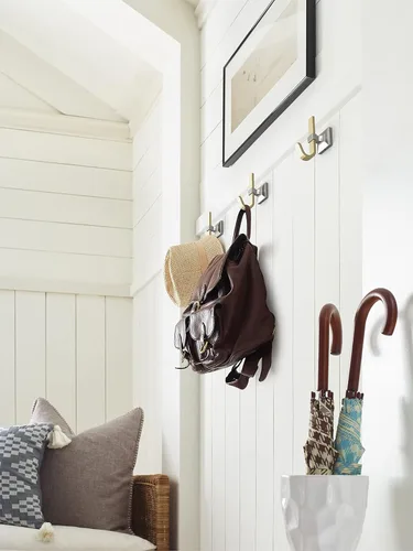 Miniatura 3 de Amerock HBX36686BBZG10 Burbank Gancho decorativo de pared de una sola punta Gancho de níquel satinado y champán dorado para abrigos, sombreros
