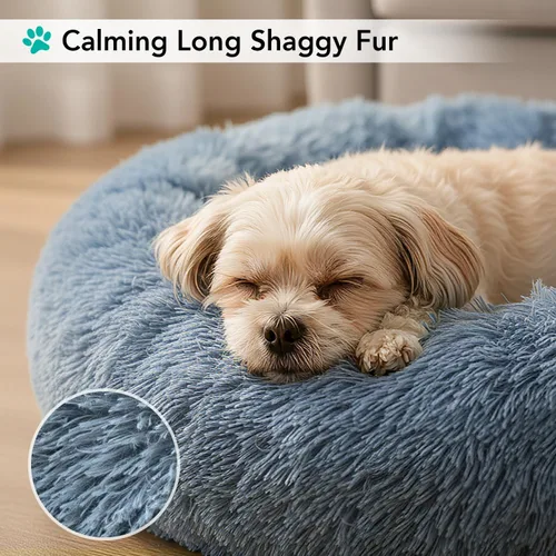 Miniatura 4 de PetAmi Cama calmante para perros y gatos pequeños y medianos, 23 camas redondas en forma de dona, cama lavable y esponjosa de piel sintética