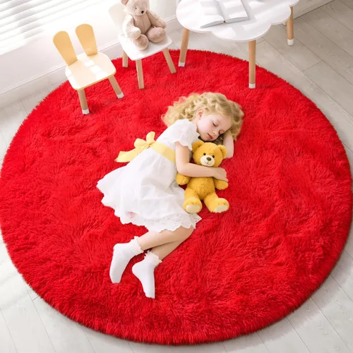 Miniatura 95 de EVOIONOS - Alfombra redonda gris para dormitorio, 5x5 pies; alfombras circulares suaves y esponjosas para sala de estar, alfombras de felpa peludas