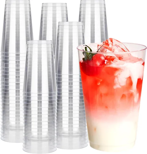 Miniatura 14 de RACETOP 9 oz 100 Pack Gold Glitter Plastic Cups, Disposable Gold Glitter Clear Plastic Cups for Parties, Gatherings, Weddings, and Festival Events