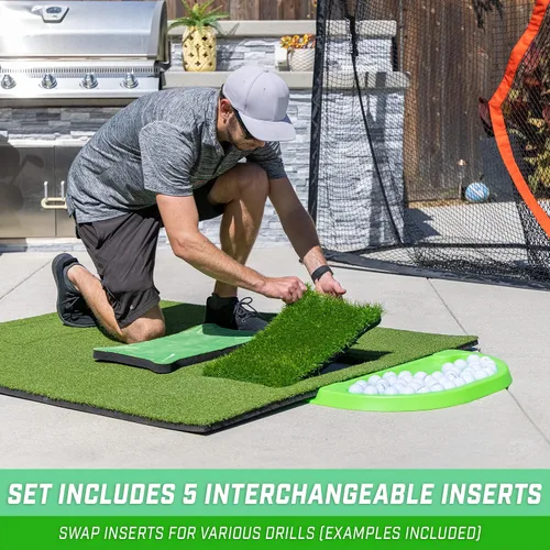 Miniatura 3 de GoSports Tapete de práctica de golf de 5 pies x 4 pies PRO, incluye 5 inserciones intercambiables para la instrucción definitiva en casa