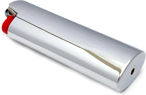 Funda de encendedor de metal Lucklybestseller con superficie de espejo, color plateado, para encendedor BIC de tamaño completo tipo Classic J6, idea