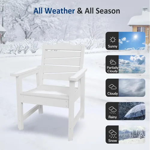 Miniatura 4 de Silla de patio resistente a la intemperie, sillas de patio al aire libre de madera de polietileno con asiento curvado ergonómico, sillas de comedor