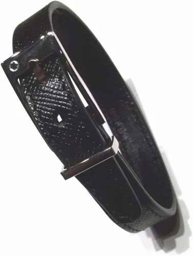 Miniatura 3 de Montblanc 11291663 - Pulsera de piel sartorial negra 63, M, Acero inoxidable