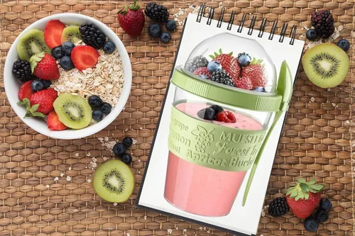 Miniatura 5 de Breakfast On the Go - Tazas de yogur para llevar y llevar con cobertura de cereales o avena, recipiente portátil de cereales de yogur Lux