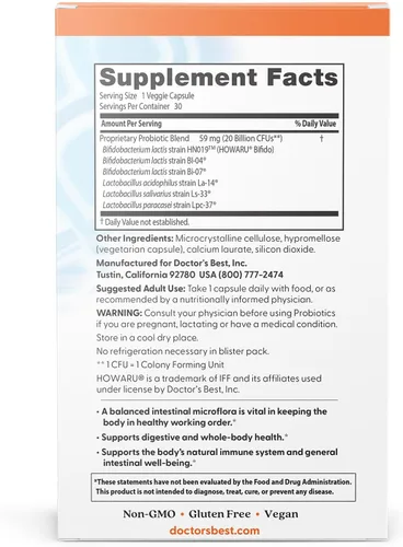Miniatura 2 de Doctor's Best Cápsulas probióticas digestivas para mujeres y hombres, suplemento de probióticos para la salud digestiva, apoya la salud intestinal