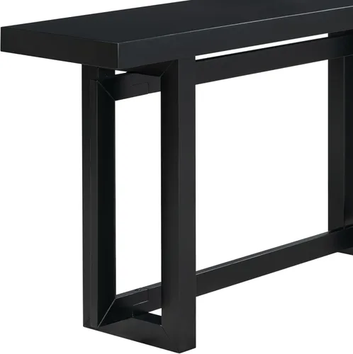 Miniatura 6 de Mesa de entrada de 59.1 pulgadas con chapa de pino, única mesa consola de diseño triple rectangular con patas gruesas de madera de pino, mesa